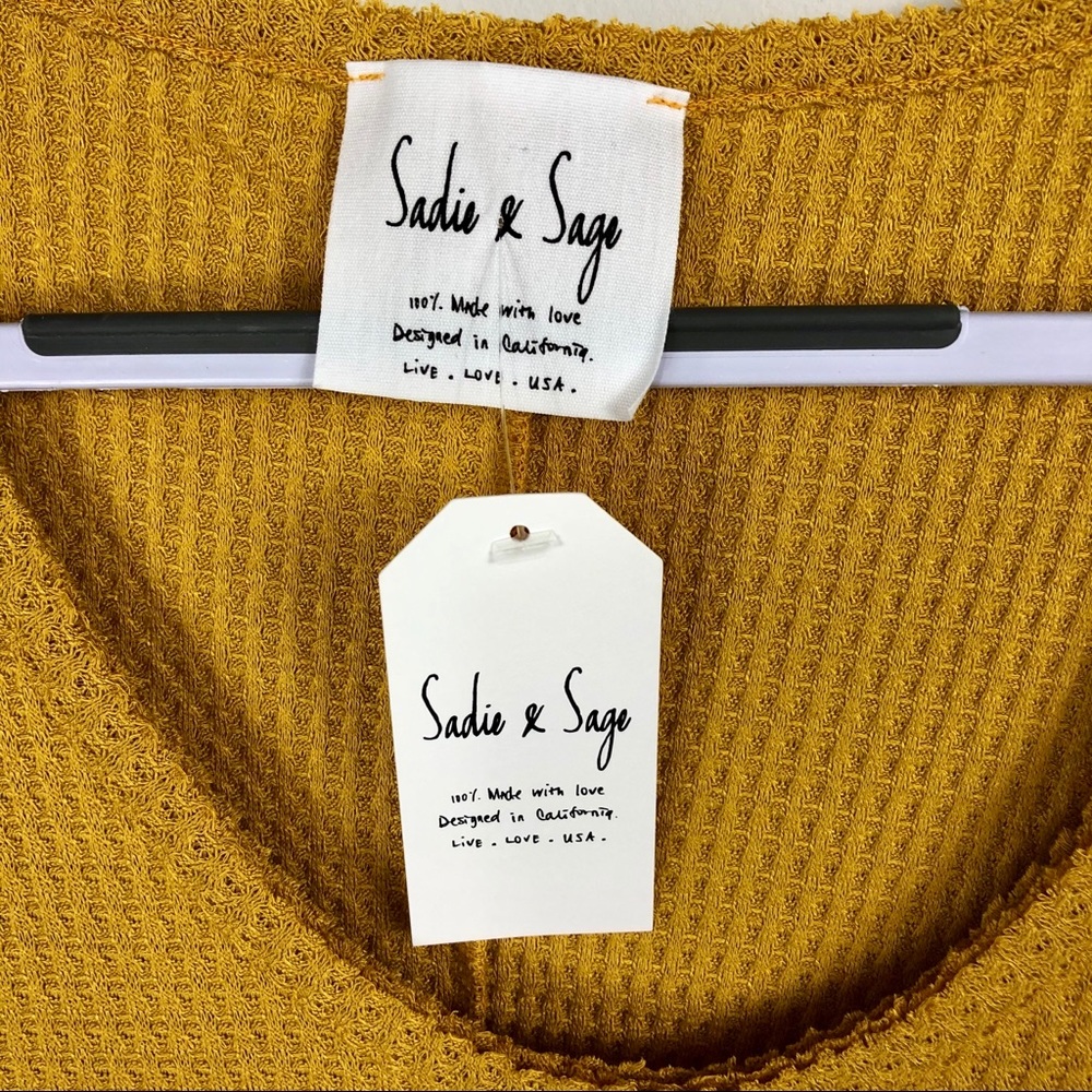 Sadie‎ & Sage golden yellow oversized waffle shirt - Picture 3 of 4